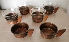 Teegläser 6 Tassen Schott Jenaer Glas Messinghalter Holz 4 Groggläser Punsch