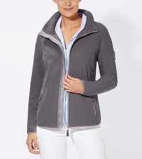 Damen Jacke Fleecejacke Freizeitjacke langarm Kragen Gr. 42 anthrazit 