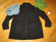 H&M Boucle Shacket Hemd Jacke Overshirt Mantel Plüsch Zottel schwarz L 40 42 44