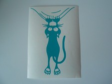 Fensterbild mit Übertragungsfolie Katze in türkis  20 x 14 cm