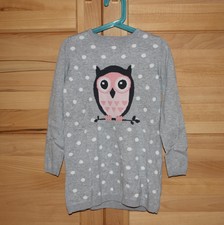 Schickes Strick Kleid mit Eule Gr. 128 Pulloverkleid Baumwollstrick