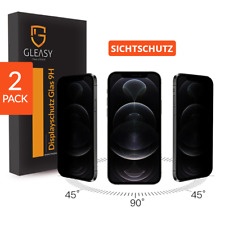 2x Panzerfolie Blickschutz für iPhone 14 13 12 11 X XR Pro Max Sichtschutz Glas