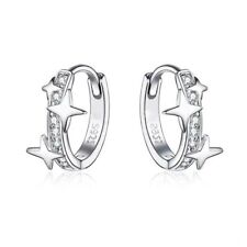 Damen Ohrringe 925 Echt Silber Creolen 12mm Strass Damenohrring Kinder Ohrringe