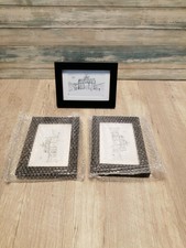 3  Bilderrahmen aus Massivholz, 15 x 10 cm, Glasfront, mit Passepartout, Rahmenb