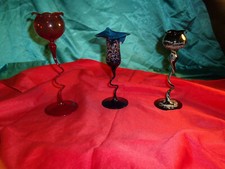 3 Dekorationsgläser Glas Vase transparent blau gold rot schwarz weiß Dekoration