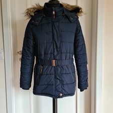 Winterjacke Gr. 164/170 Von Garcia Jeans Dunkelblau Mit Gürtel,  Kapuze Mit...