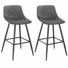 2xBarhocker Designer Barstuhl Hocker Tresenhocker aus Samt Dunkelgrau BH252dgr-2