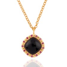 Echte Rubin und Schwarzer Onyx Edelstein 925 silber ANHÄNGER TOP MODE SCHMUCK