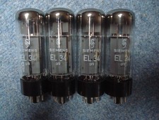 Mullard EL34 XF3 NOS same Code matched quad labeled Siemens Valvo Telefunken
