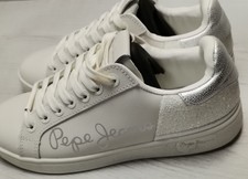 PEPE JEANS DESIGNER DAMEN SNEAKER VINTAGE LEDER SCHUHE GLITZER RETRO SPORT EU 38