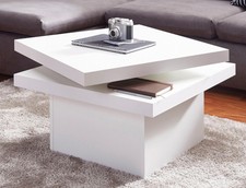 Couchtisch Tisch Weiß matt Oberplatte DREHBAR viereckig 67x67cm B-WARE