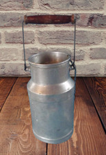 Antik -glas Milch 2 Liter Vintage Aluminium Frankreich Berthe Krug Pressol Holz