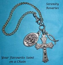 Ihre Lieblings Saint auf einen Kette-Clip auf Ihre Tasche, Gepäck, Auto Spiegel, Anywhere