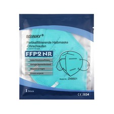 20X FFP2 Mundschutz Atemschutzmaske 5-Lagig einzeln verpackt mit Clip Türkis