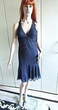 Kleid Abendkleid  Gr. 36 Gr. 38 blau silber funkelnd Netzstoff Raffungen sexy