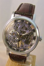 Herrenuhr Armbanduhr Skelettuhr mechanisch Handaufzug ***