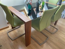 BRINKMANN TISCH ESSTISCH 160x90CM NUSSBAUM SCHWARZ GLASTISCH