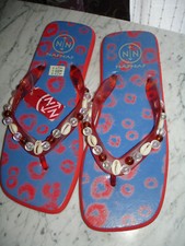 NEU NAF NAF Badeschuhe Badelatschen Badesandalen Zehensandalen rot blau Gr 39/40