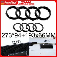 Glanz Schwarz Emblem Ringe V+H Kühlergrill 273x94+193x66MM Für Audi A3 A4 A5 A6