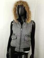 J&D JUST DESIGN DAMEN KAPUZEN WESTE KUNSTFELL JACKE KNIT STYLE BOHO RARE M 38/40