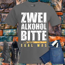 Zwei Alkohol bitte Herrentag Party grey T- Shirt Tshirt Mann Herren 