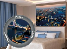 Poster London Skyline Sonnenuntergang Wandbild Tower Bridge Deko 140x100 cm