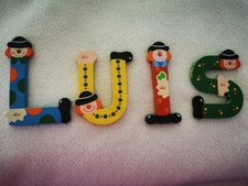 Holzbuchstaben  "LUIS" Clowns Namen-Set Schriftzug Kinderzimmer Tür Holz bunt