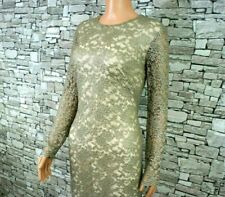 RALPH LAUREN DAMEN ABEND FEST KLEID SPITZE BEIGE SILBER 36 