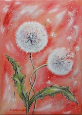 DANDELIONS IN LOVE 50cmx70cm, Löwenzahn Blumenbild gemalt   Christiane Schwarz