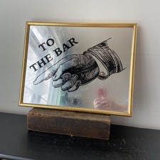 Reverse painted glass Vintage Frame "für die Bar" silber gold pub Mancave Wein