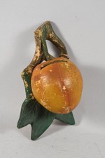 H98A22- Alte Spardose, Keramik Frucht mit Münzeinwurf, farbig gefasst