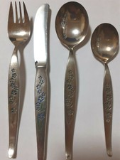 WMF Friodur Kinder 4tlg. Bestecksatz 90er  Silberlegierung blaue Blumen