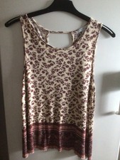 Amisu Top Achseltop Achselhemd Damen Blumen Größe S