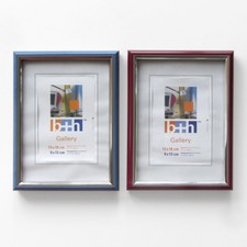 2x b+h Kunststoff-Bilderrahmen blau & rot 9x13cm / 13x18cm - Fotorahmen Echtglas