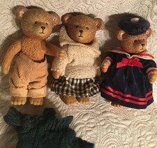 3 x RUSS TEDDY BÄR -12cm Hoch Kopf, Arme u Beine beweglich- drehbar