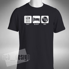 eat-sleep-mix t-shirt dj deep house garage clubbing mischen plattenspieler musik
