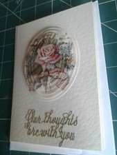 Handgefertigte Anteilnahme Karte, unsere Gedanken bei dir, schön