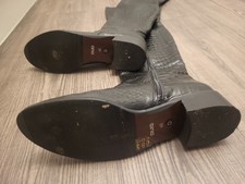 Stylische Overknee Stiefel schwarz Leder 40 Kroko Leder Print