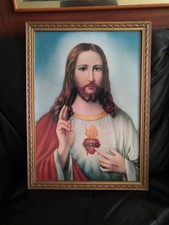 Vintage religiös gerahmt Jesus Christus Bild großes Christentum Kitsch 