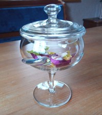 Bella Vista Glas Schale Glasschale Deckel Bonboniere mit Fuß Süßigkeiten