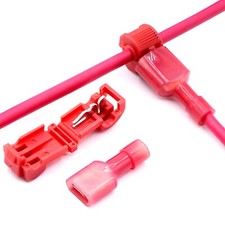 100 x Set Abzweigverbinder Stromdiebe ROT 0,5-1,5 Kabelschuhe 6,3mm Vollisoliert