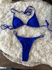 -  Schöner SEXY STRING Bikini Blau Neu Gr. XS/S  Hochwertig A & B & AA Cups 34