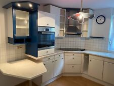 Brotz Einbauküche U Form Küchenzeile weiss blau Komplettküche mit Elektrogeräten