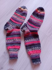 Wollsocken Gr.38/39 bunt gestreift, neu , selbstgestrickt, zT Markenqualität