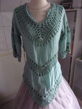 Hippie Zipfel Häkel Tunika Oberteil Bluse  Lagenlook u. Shirt Top 2 Teile Neu M