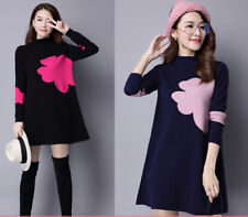 NEU Frauen Winter Korean Fashion Elegant Temperament lose stricken Pullover Kleid