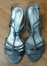 TAMARIS PUMPS silber/grau Größe 40 6,5 Leder  Riemchenschuhe 