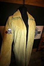 Einzelstück UNIKAT Mantel Frottee Barock Stickerei Totenkopf Dame Pirat Gr 40