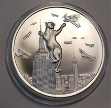 2022 King Cat 1 OZ SILBERMÜNZE 0,999 FEINE RUNDE SCHNITZEREI NEUWERTIG BU .999