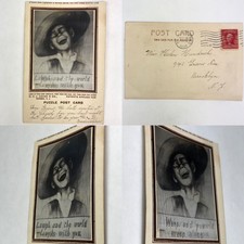 Vintage 1906 H. C. J. Deeks Linsenförmiges 3D Hologramm Puzzle Postkarte Antik